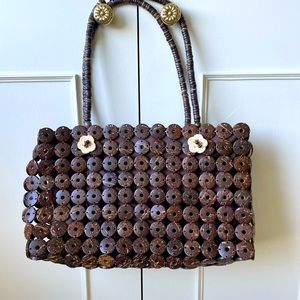 Handmade Coconut Shell Brown Island Fashion Handbag